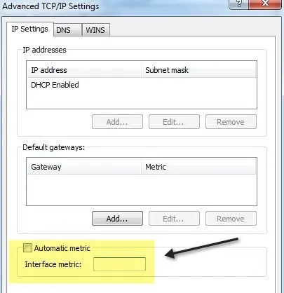 Buộc Windows 7 sử dụng kết nối có dây qua không dây 12 số liệu giao diện