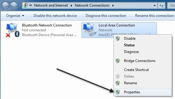 Buộc Windows 7 sử dụng kết nối có dây qua không dây 6 thuộc tính mạng