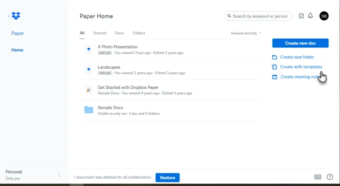 Dropbox-Tạo-Với-Mẫu - Mẹo kỹ thuật trực tuyến Cách chọn mẫu giấy được thiết kế sẵn trong hình ảnh Dropbox
