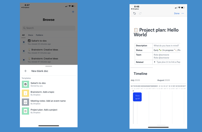 Dropbox-Paper-Mobile-Apps - Mẹo kỹ thuật trực tuyến Tạo mẫu giấy Dropbox từ hình ảnh ứng dụng di động