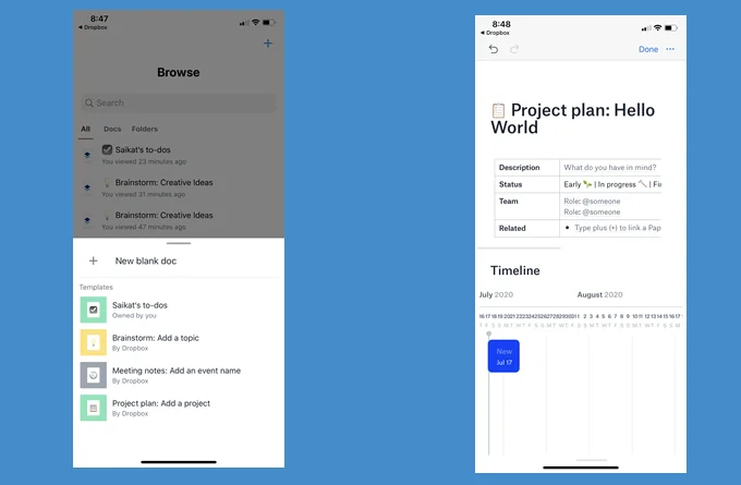 Dropbox-Paper-Mobile-Apps - Mẹo kỹ thuật trực tuyến Tạo mẫu giấy Dropbox từ hình ảnh ứng dụng di động