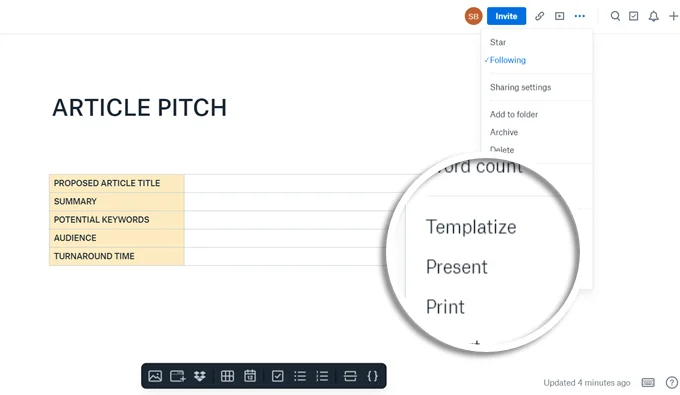 Dropbox-Paper-Templatize - Mẹo kỹ thuật trực tuyến Cách tạo mẫu của riêng bạn từ hình ảnh tài liệu trống