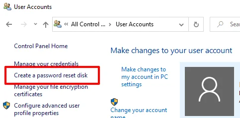 Cách tạo và sử dụng đĩa đặt lại mật khẩu trong Windows 10 6 Cách tạo và sử dụng đĩa đặt lại mật khẩu trong Windows 10