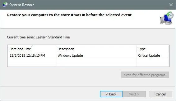 khôi phục hệ thống