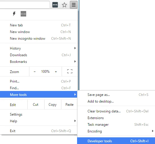 công cụ dành cho nhà phát triển chrome