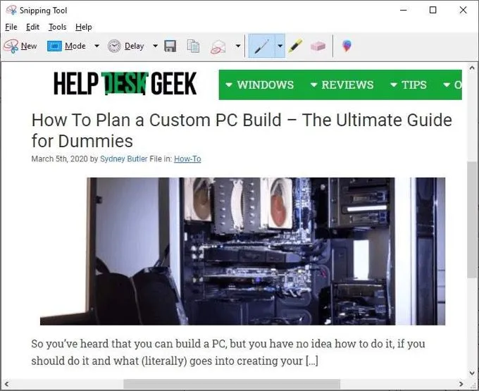 Cách sử dụng phím tắt Windows Snipping Tool trong Windows 10