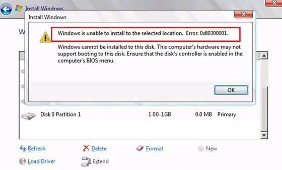 Khắc phục “Windows không thể cài đặt vào vị trí đã chọn” trong Windows 7 hoặc Vista