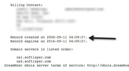 Kiểm tra độ tuổi của một trang web 4 Đăng ký tên miền