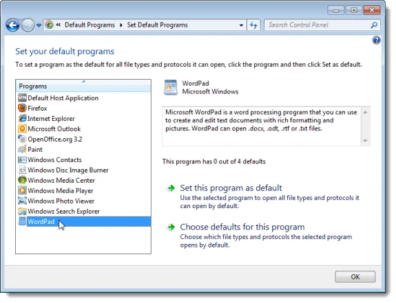 Đặt các chương trình mặc định của bạn
