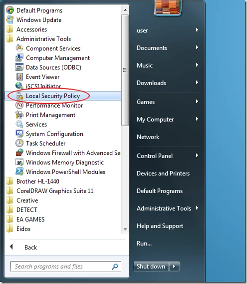 Công cụ quản trị Windows 7