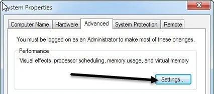 thuộc tính hệ thống nâng cao