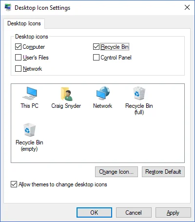 Thay đổi cài đặt thùng rác trong Windows 10 2 Thay đổi cài đặt thùng rác trong Windows 10