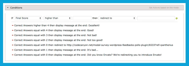 WordPress Questionnaire Conditions