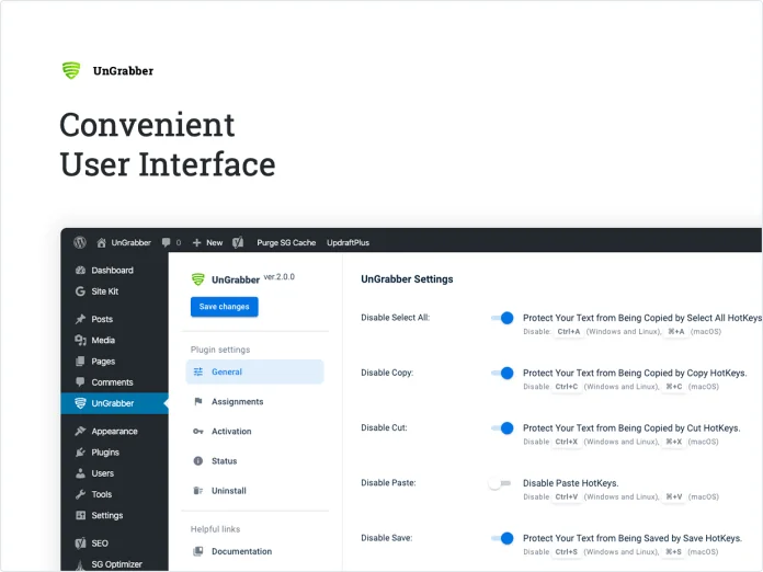 Tải xuống: UnGrabber - Bảo vệ nội dung cho WordPress 8 Giao diện người dùng thuận tiện
