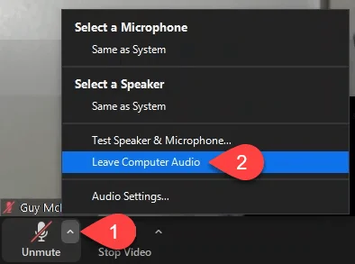 left-computer-audio - Mẹo kỹ thuật trực tuyến Cách Thoát Âm Thanh Zoom Máy Tính Và Tham Gia Bằng Hình Ảnh Điện Thoại