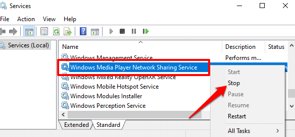Khắc phục tình trạng sử dụng bộ nhớ và CPU cao của wmpnetwk.exe trong Windows 6 Khắc phục tình trạng sử dụng bộ nhớ và CPU cao của wmpnetwk.exe trong Windows