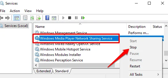 Khắc phục tình trạng sử dụng bộ nhớ và CPU cao của wmpnetwk.exe trong Windows 6 Khắc phục tình trạng sử dụng bộ nhớ và CPU cao của wmpnetwk.exe trong Windows