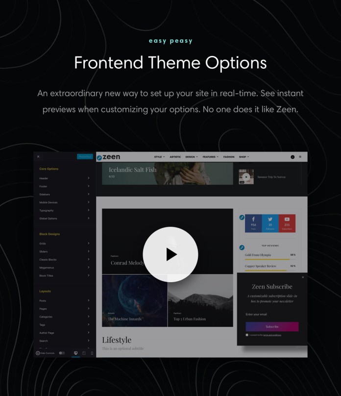 Zeen Theme Tùy chọn là 100% frontend