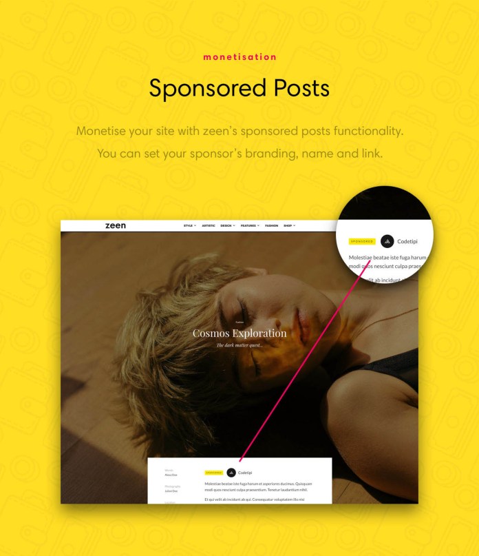 Tính năng bài đăng được tài trợ trong chủ đề tạp chí WordPress