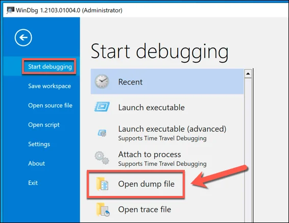 10-Open-Dump-File - Bộ phận trợ giúp Geek Cách phân tích tệp kết xuất bộ nhớ (.dmp) trong Windows 10 ảnh 10