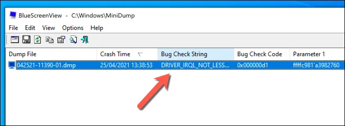 17-Bluescreenview-Stop-code-name - Help Desk Geek Cách phân tích tệp kết xuất bộ nhớ (.dmp) trong Windows 10 hình 17