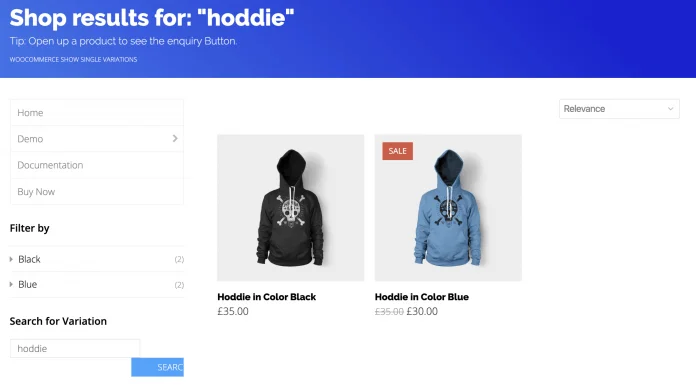 Serach sản phẩm được hỗ trợ