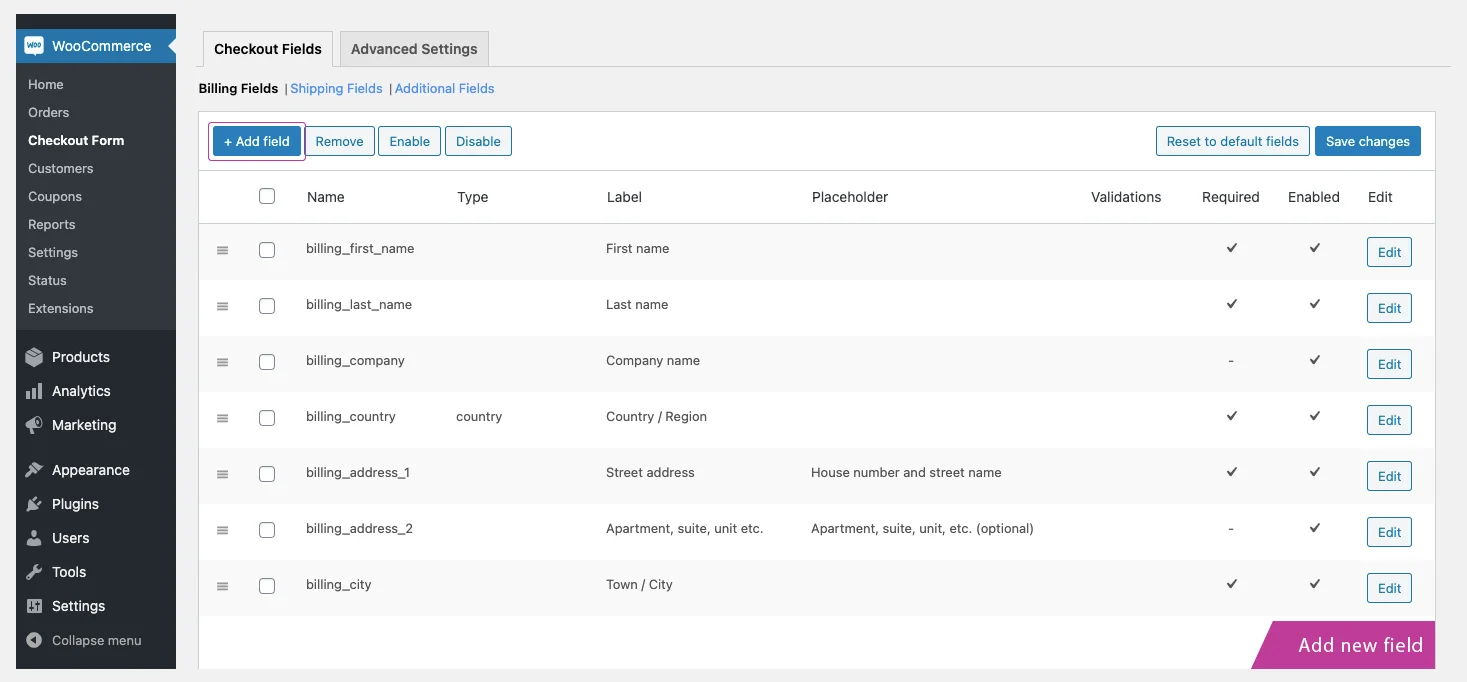 Checkout Field Editor for WooCommerce Pro 2