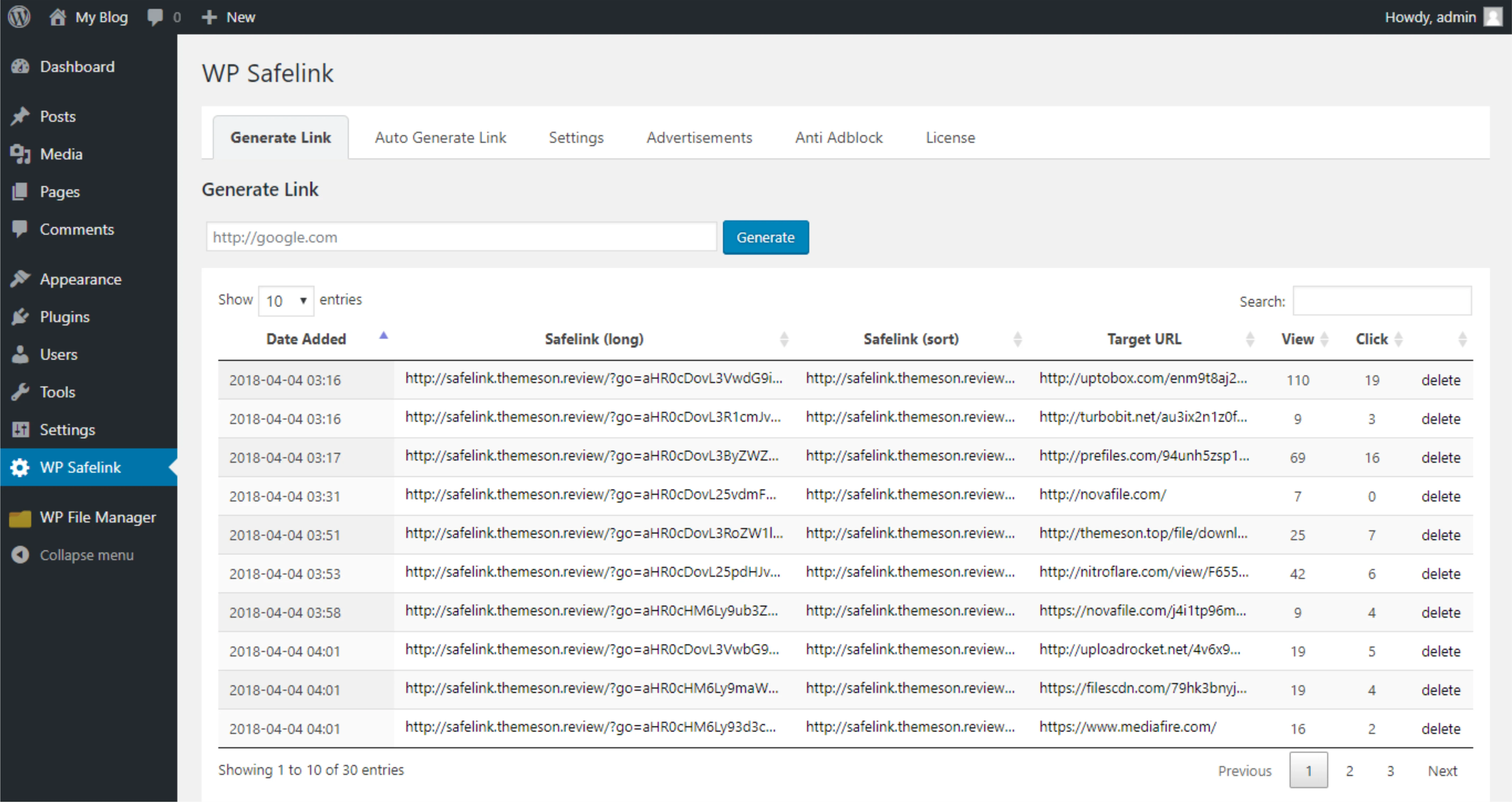 WP Safelink - Converter Your Download Link to Adsense 4