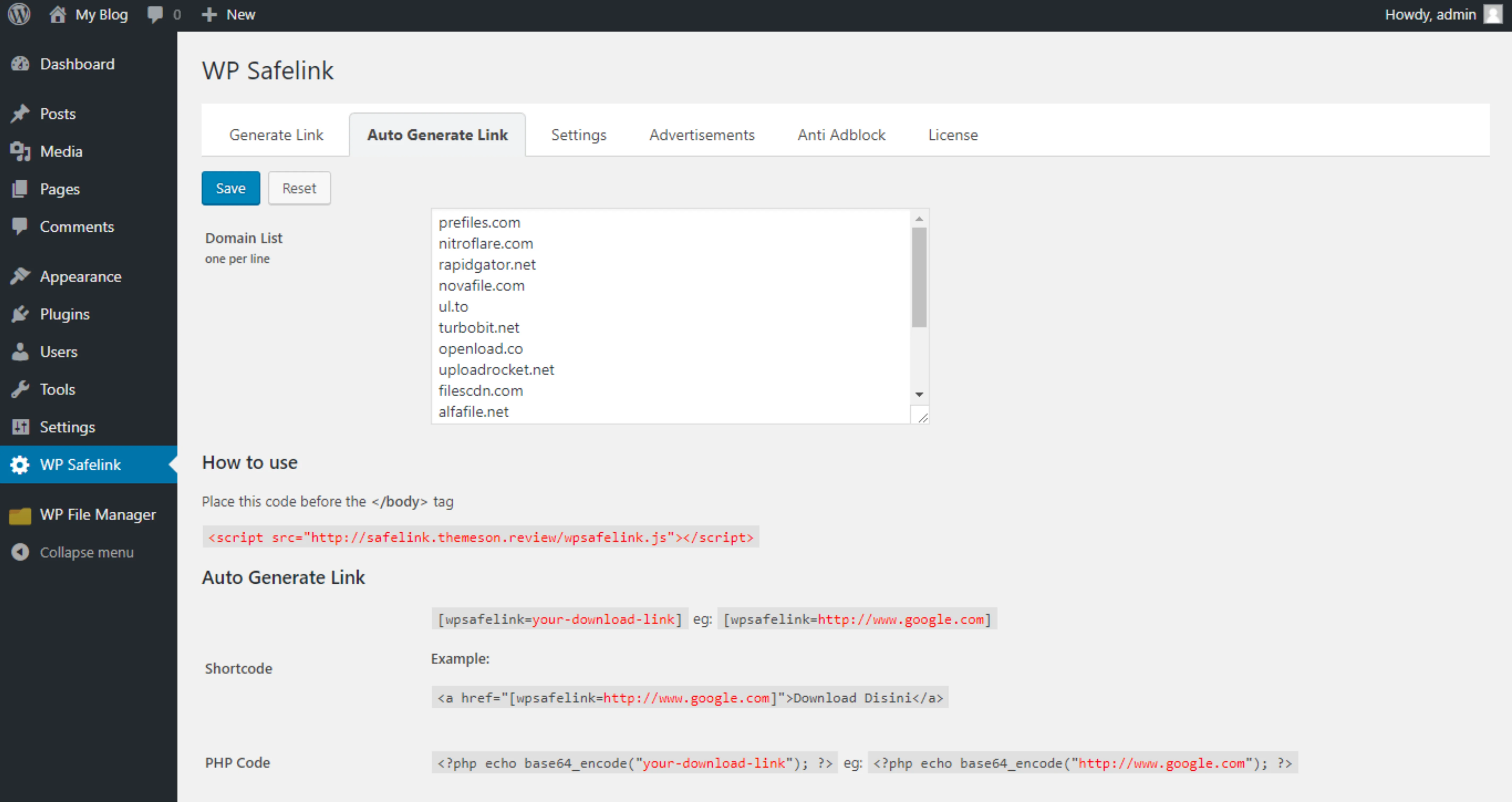 WP Safelink - Converter Your Download Link to Adsense 5