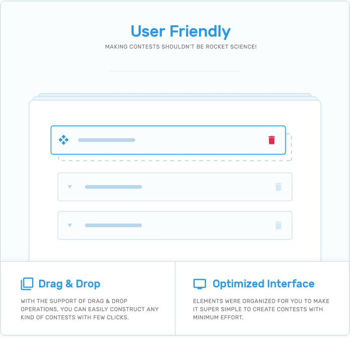 Thân thiện với người dùng, kéo và thả và giao diện được tối ưu hóa trong plugin cuộc thi TotalContest WordPress.