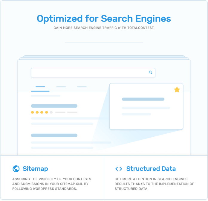 Tối ưu hóa công cụ tìm kiếm (SEO), sơ đồ trang web và dữ liệu có cấu trúc trong plugin cuộc thi TotalContest WordPress.