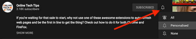 Làm thế nào để quay Off và Quản lý thông báo của YouTube 6 Làm thế nào để quay Off và Quản lý thông báo của YouTube
