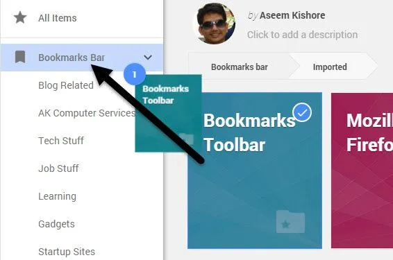 Chuyển Dấu trang từ Firefox sang Chrome 18 kéo boomark