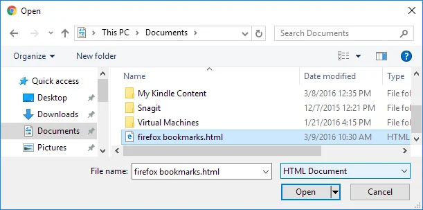 Chuyển Dấu trang từ Firefox sang Chrome 14 nhập dấu trang firefox