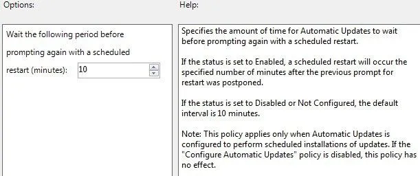 nhắc nhở để khởi động lại