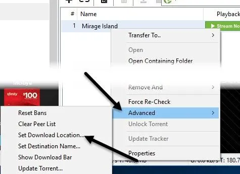 đặt vị trí tải xuống