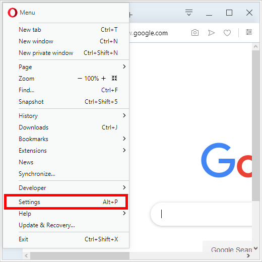 opera-settings-menu - Mẹo kỹ thuật trực tuyến Hình ảnh opera