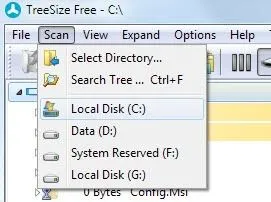 Giải phóng dung lượng đĩa bằng TreeSize 2 quét ổ đĩa