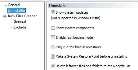 tùy chọn trình gỡ cài đặt revo