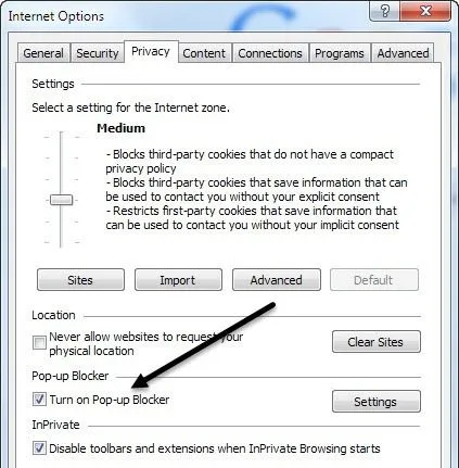tắt trình chặn cửa sổ bật lên