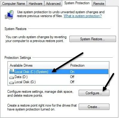 cấu hình khôi phục hệ thống