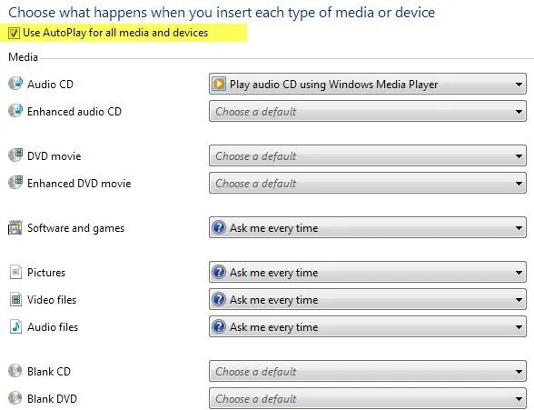cài đặt tự động phát