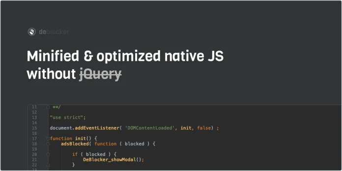 Tải xuống: DeBlocker - Anti AdBlock cho WordPress 9 JS gốc được thu nhỏ và tối ưu hóa mà không có jQuery