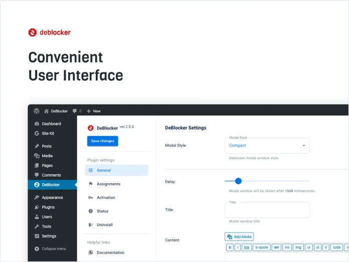 Tải xuống: DeBlocker - Anti AdBlock cho WordPress 12 Giao diện người dùng thuận tiện