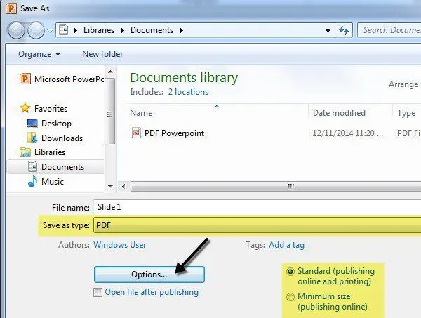 lưu vào powerpoint pdf