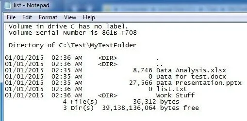 in danh sách thư mục