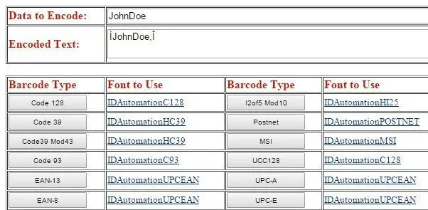 Bây giờ chúng ta hãy thử tạo mã vạch Code 128. Đầu tiên, chọn một phông chữ Mã 128 từ danh sách trên, tải xuống và cài đặt nó. Khi bạn làm điều đó, bạn phải truy cập trang web sau để mã hóa văn bản của bạn thành định dạng thích hợp.