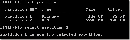 đặt phân vùng hoạt động xp