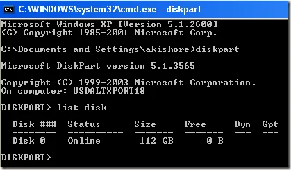 diskpart đặt phân vùng hoạt động