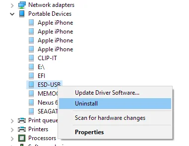 gỡ cài đặt thiết bị